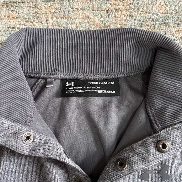 Under Armour boys 1/4 gray placket sweater size youth medium - Picture 3 of 7